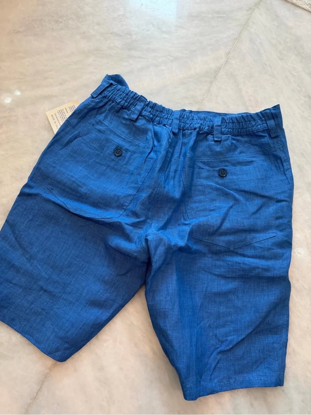 Men's Blue Linen-Blend Chinos
